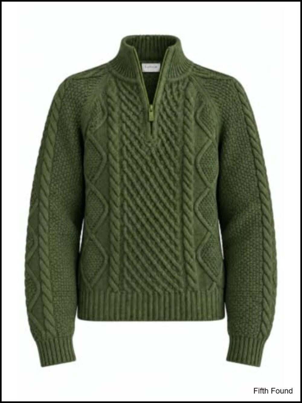 Wool Blend Cable Knit Quarter Zip Pullover Sweater